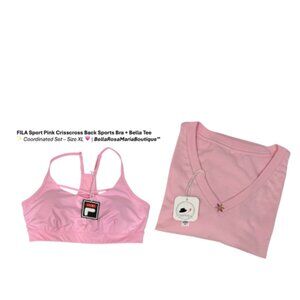 FILA Sport Pink Crisscross Back Sports Bra Set - XL | BellaRosaMariaBoutique